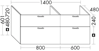 Burgbad Waschtischunterschrank System 30 Preisgruppe 1 Aqua 601x1400x480 Eiche Dekor Caramel WYII140LF6426
