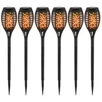 GLOBO LIGHTING LED Außen-Stehlampe, LED-Leuchtmittel fest verbaut, Warmweiß, Außen Solarleuchte Gartendeko Gartenfackel Stecklampe 6x LED Fackel