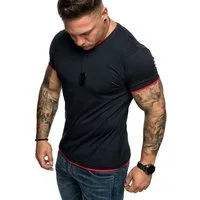 Amaci&Sons T-Shirt LAKEWOOD Herren Slim-Fit Basic Shirt Doppel Farbig mit Rundhalsausschnitt