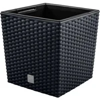 Prosperplast Pflanzkübel DRTS400L, Blumentopf mit Einsatz Rato Low Anthrazit/Weiß/Umbra