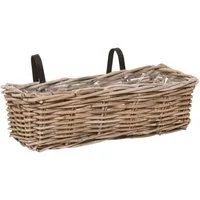VIVANNO Balkonkasten Rattan SACADA Kasten - Natur Geflochten (1 St), 46x18x14 cm