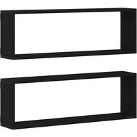 vidaXL Regal Wandregale Wandhalterung 2 pcs Schwarz Eichen-Optik, 2-tlg.