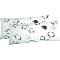 Heubergshop Kissenbezüge, (2 Stück), 40x80cm Schafe Lämmer Weiß Schwarz Kissenhülle 100% Baumwolle (99/2)