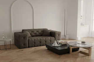 Sofa Designersofa CHANTAL 2-Sitzer in Stoff Opera Velvet Braun