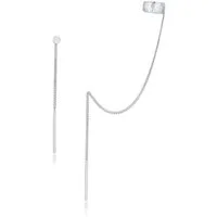 Elli Paar Ohrhänger Set Earcuff Durchzieher Gehämmert 925 Silber, Plättchen