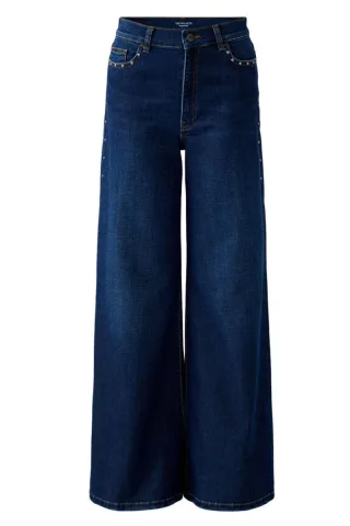 Oui - Palazzo Jeans mit weitem Bein und Nieten blau - Gr. - 38