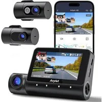 TWUFY Dashcam Auto,3 Channel 3" IPS-Bildschirm,mit GPS,WiFi,Auto kamera Dashcam (4K/1080P+1080P, G-Sensor, TF Karte( Nicht enthalten) , G-Sensor, wasserfest, 170°Weitwinkel WDR, Loop-Aufnahme,Parküberwachung,Unterstützt 256GB Max)