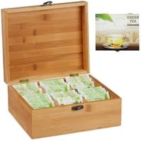 relaxdays Teebox Bambus mit 6 Fäch, Bambus
