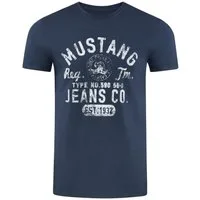 MUSTANG T-Shirt Herren Printshirt Basic Print Regular Tee (1-tlg) Kurzarm Tee Shirt mit Rundhalsausschnitt aus 100% Baumwolle
