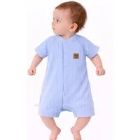 La Bortini Spieler Baby Romper kurzer Stramler in Blau mit Krone gerippt, 44 50 56 62 68 74 80