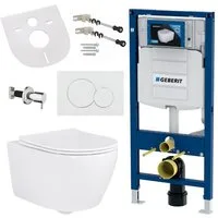 GEBERIT Tiefspül-WC GEBERIT-AL5512-SET, Geberit Hänge Wand Dusch WC Spülrandlos Toilette Taharet/Bidet