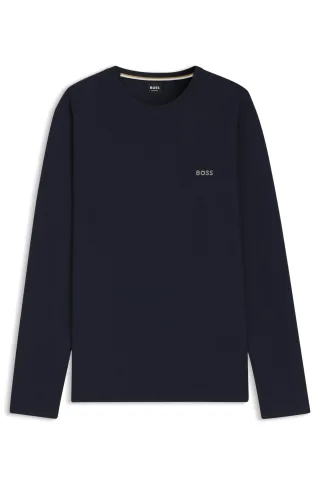 BOSS Menswear Black - Waffle LS-Shirt Dark Blue - Gr. - S