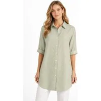 Eight2Nine Hemdbluse Damen Leinen Bluse atmungsaktiv Tunika Sommer langebluse Hemdbluse