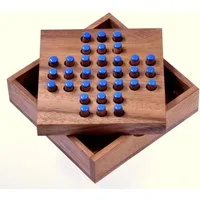 LOGOPLAY Spiel Solitär Gr. S blau, Gesellschaftsspiel, Solitär S blaue Stecker Das kleine Knobelspiel mit Suchtfaktor