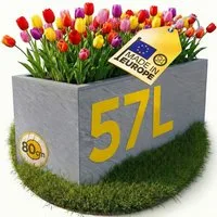 ONDIS24 Blumenkasten Vulkan 57L Gestein/Basalt Optik mit Wasserspeicher Pflanzenkasten, 79.5 x 29.5 x 29.5 (H) cm