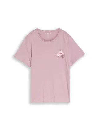 Tom Tailor - T-Shirt mit Print light elderberry - Gr. - S