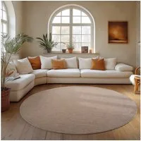Carpettex Designteppich Einfarbig Boucle Loop, Rund, Höhe: 7 mm, Teppich Wohnzimmer, Schlafzimmer, Gästezimmer