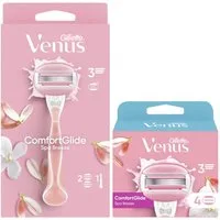 Gillette Venus Nassrasierer Gillette Venus Comfortglide Spa Breeze Rasierer + 6 Klingen Set, 7-tlg., Weißer-Tee-Duft, integrierte Gelkissen, hautschonende Rasur