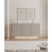 Selsey Sideboard LINEARIS, Sideboard in Kaschmirgrau mit LED & goldenen Füßen