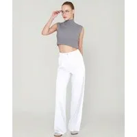 fashionshowcase Palazzohose Damen Stoffhose Marlenehose mit elastischem, hohem Bund
