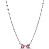 Pandora Kette mit Anhänger 394235C01-45, Damen-Halskette Schleife Pink Silber