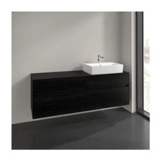 Villeroy und Boch Collaro Waschtischunterschrank C136B0AB 160x54,8x50cm, Waschtisch rechts, LED-Beleuchtung 12W, black oak