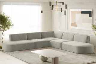 OUTLET Ecksofa Designersofa PALMA in Stoff Noel Hellgrau Seite Universal