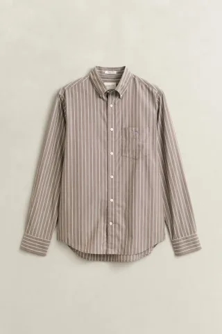 GANT - Classic Popeline-Hemd mit Streifen faded taupe - Gr. - L