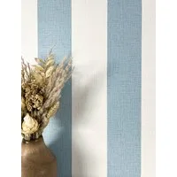 Newroom Vliestapete Junia Blue Tapete Streifentapete Streifen,Linien,Textil-Optik, Blau Tapete Streifen Streifen - Streifentapete Streifenmuster Creme Weiß Landhaus Klassisch Linien Textil-Optik für Wohnzimmer Schlafzimmer Küche, Streifenmuster