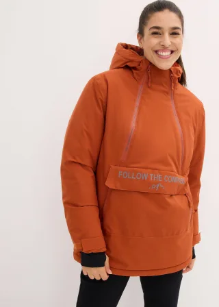 bonprix Gefütterter Windbreaker, braun, Gr.54, Wasserdichte Skijacke zum Reinschlüpfen mit weichem Fleece-Futter, aus Fleece