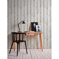 A.S. Création Vliestapete Elements Vliestapete Holz-Optik Mustertapete Weiß Grau Vintage, strukturiert, Strukturmuster, (1 St), moderne Tapete mit Holzlatten Struktur für Wohnzimmer Küche