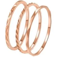 Hey Happiness Ring-Set 3 tlg., Basic Band Stapelringe, Dünne Gedrehte Twist Ringe aus Edelstahl, wasserfest