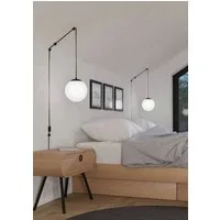 EGLO Hängeleuchte NARICES Pendellampe, Stahl, Kunststoff und Glas, E27, IP20, Hängelampe, Ein-/Ausschalter, ohne Leuchtmittel, Hängeleuchte, L20 x H142 x AL40 cm, schwarz, 1X40W exkl.