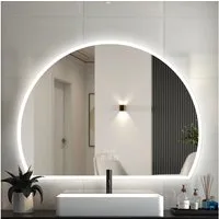 duschspa Badspiegel LED Badspiegel Halbrund Spiegel Touch/Wandschalter, Warm/Neutral/Kaltweiß, dimmbar, Memory, Beschlagfrei