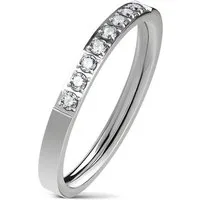viva-adorno Fingerring Damenring Edelstahl Ring mit Zirkonia Band Verlobungsring Kristall, Silber glänzend schmal