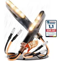 Binego Blinker LED Motorrad E Geprüft Mini mit Lauflicht Universell, Lauflicht Blinker, LED fest integriert, Gelb, StVZO konform