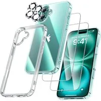 SmartUP Smartphone-Hülle Hülle für Iphone 16 Plus 2X Schutzglas 2X Kameraschutz Panzerfolie 9H, Rundumschutz