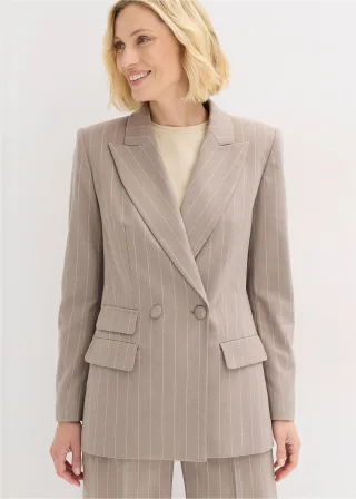 bonprix Nadelstreifen Blazer aus softem Viskose-Mix, braun, Gr.54, eleganter Nadelstreifen Blazer aus softem Viskose-Mix