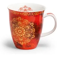 TeaLogic Tasse Mandala, Porzellan, Spülmaschinengeeignet, Rot, Mandala, H: 11cm