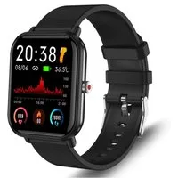 TPFNet SW15 mit Silikon Armband - individuelles Display Smartwatch (Android), EKG Armbanduhr mit Körpertemperatur Erkennung, Musiksteuerung, Schrittzähler, Kalorien, Social Media etc., Schwarz