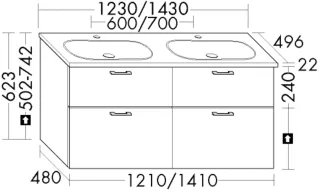 Burgbad Keramik-Waschtisch+Waschtischunterschrank System 30 Preisgruppe 4 Sana Sandorange SHAX143F6562C0001