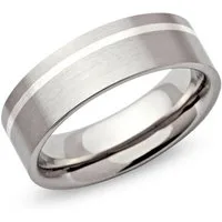 Unique Fingerring Mattierter Edelstahl Ring mit Silbereinlage 7mm von Unique- R9117