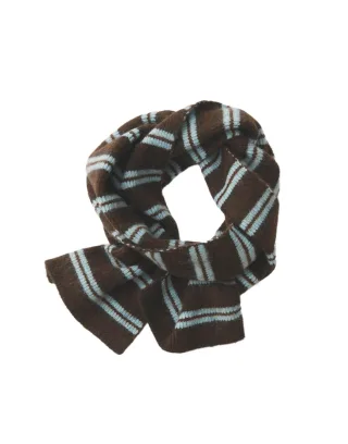 Opus - Gestreifter Strickschal - Atartan blau/braun