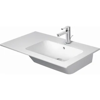 Duravit Me by Starck Möbel-Waschtisch 23468300601 83x49cm, becken rechts, mit Überlauf, Hahnlochbank, ohne Hahnloch, weiß, WonderGliss