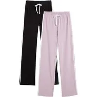 bonprix Jerseyhose (Packung, 2-tlg) Gummizugbund mit Bindeband, kontrastfarbiger Seitenstreifen