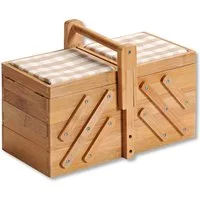 KESPER® Nähkästchen mit 6 Fächern und 2 Nadelkissen (1 St), FSC®-zertifizierter Bambus