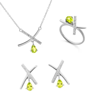 Orphelia 'Charlotte' Damen 925 Sterling Silber Set: Halskette + Ohrringe + Ring - Silber SET-7580/P