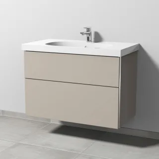 Sanipa 3way Waschtischunterbau zu Geberit Acanto Waschtisch mit 2 Auszügen, Kaschmir-Matt BP4181U