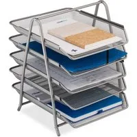 relaxdays Briefablage Dokumentenablage Metall mit 5 Fächern