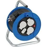 Garant Kompakt Indoor-Kabeltrommel, 3-fach blau/schwarz, 15 Meter, 2x USB